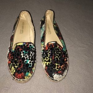 Multi-colored butterfly canvas espadrilles